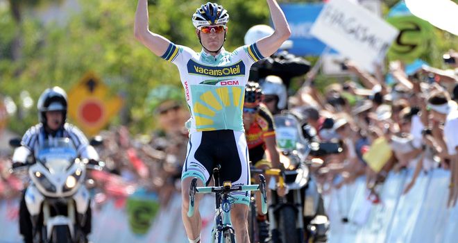 Lieuwe Westra celebrates win in California - his next outing is the Tour de France