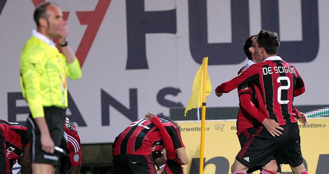 Milan celebrate their winning goal