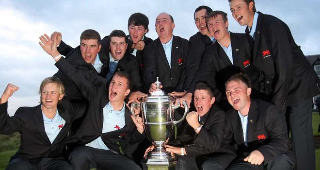 The victorious Great Britain and Ireland team after winning the Walker Cup in 2011