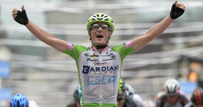 Enrico Battaglin won a reduced-bunch sprint to claim victory