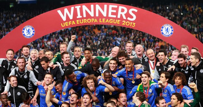 Chelsea celebrate their Europa League success this year