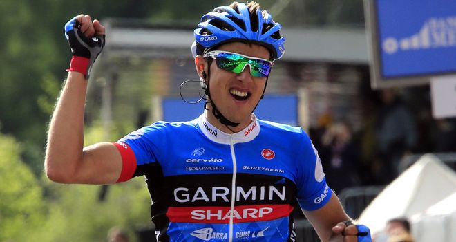 Ramunas Navardauskas went clear on his own 5km from the line