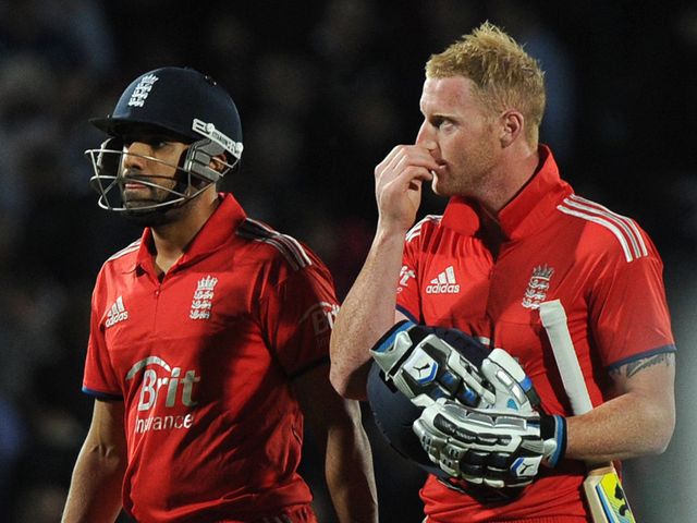 England's Ravi Bopara and Ben Stokes after falling to defeat.