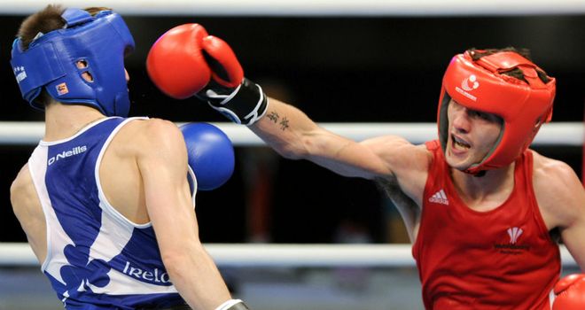Andrew Selby lands a punch on Michael Conlan during their European Amateur Championships final