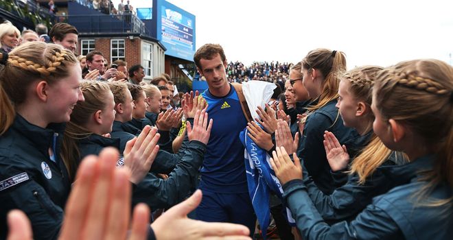 Andy Murray takes the plaudits after the second of two wins on Thursday