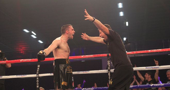 Paul Smith celebrates victory in rematch against Tony Dodson (credit: Lawrence Lustig)