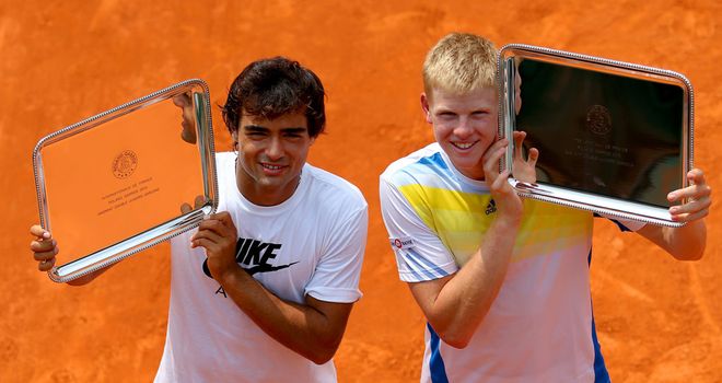 Kyle Edmund (right) and Frederico Ferreira Silva celebrate victory