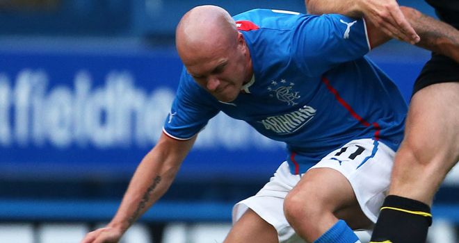 Nicky Law: Netted twice as Rangers won 4-0 at Albion Rovers in Ramsden's Cup