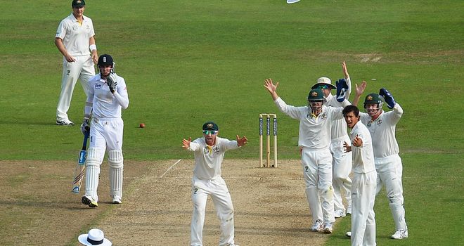 Stuart Broad: Stands his ground after edging a ball to first slip at Trent Bridge