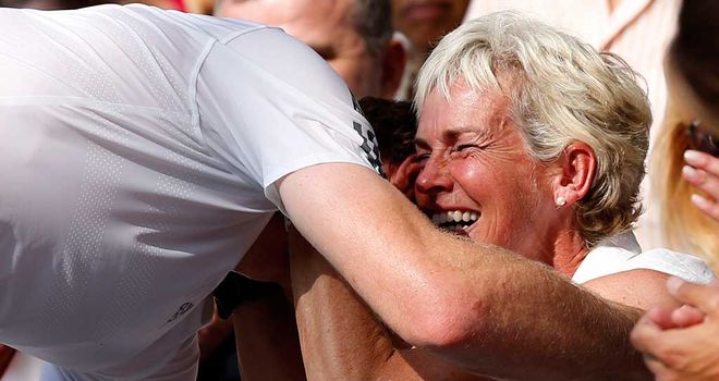 Judy and Andy Murray: Embrace after victory in the Wimbledon final