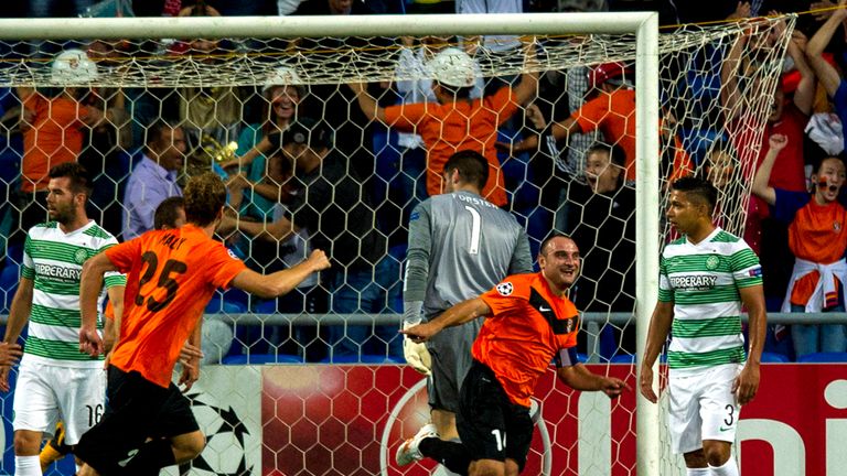 Andrei Finonchenko: Celebrates Karagandy's opening goal