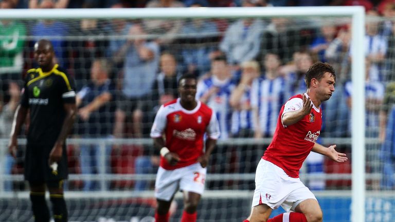 Lee Frecklington: Celebrating his goal for Rotherham