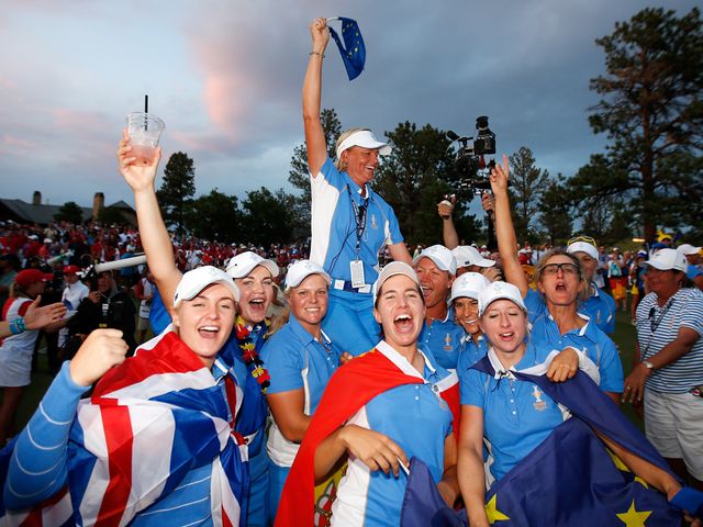 Europe celebrate their Solheim Cup success