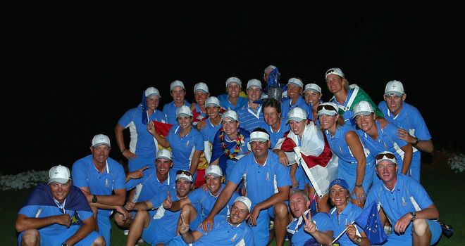 Europe celebrate Solheim Cup success in Colorado