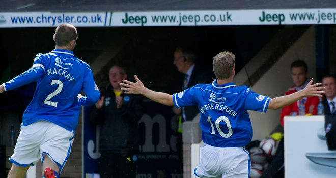 David Wotherspoon (r): Celebrates scoring St Johnstone's second goal