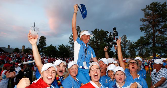 Winners: Team Europe celebrate their historic success