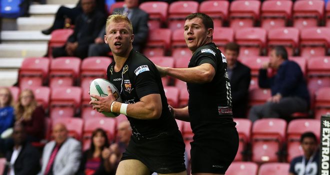 Aaron Murphy (L): Scored Huddersfield's first try of the match