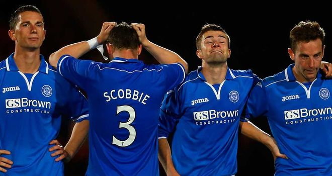 St Johnstone: Dejected after their penalty shootout defeat