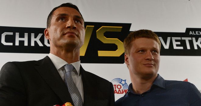 Wladimir Klitschko and Alexander Povetkin come face to face at Monday's press conference