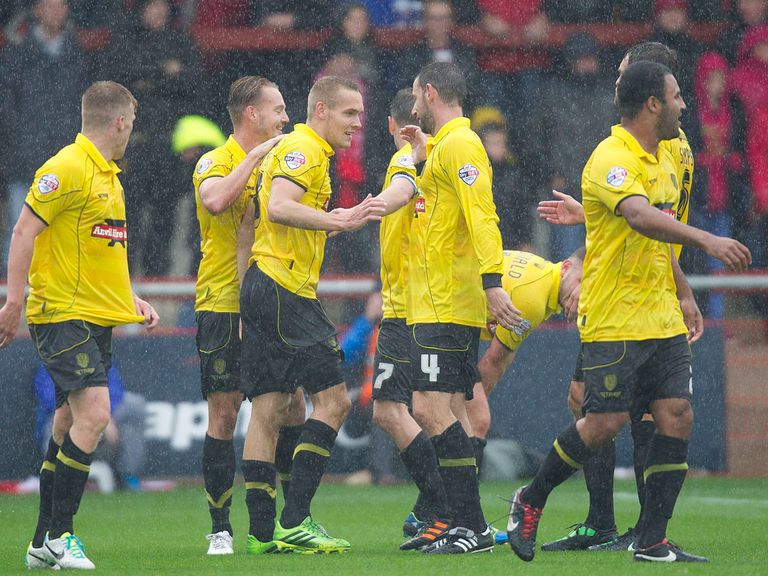 Burton celebrate during their win over Fleetwood