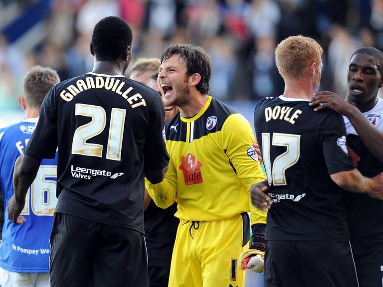 Chesterfield celebrate moving top of the table.