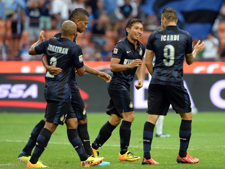 Inter Milan celebrate their victory against Genoa