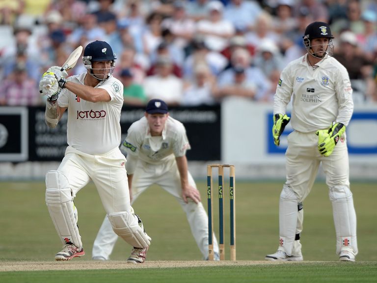 Kane Williamson helps Yorkshire against Durham on Friday.