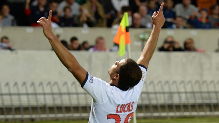 Lucas Moura celebrates his goal
