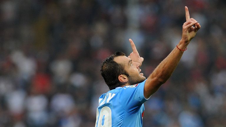 Goran Pandev of Napoli celebrates