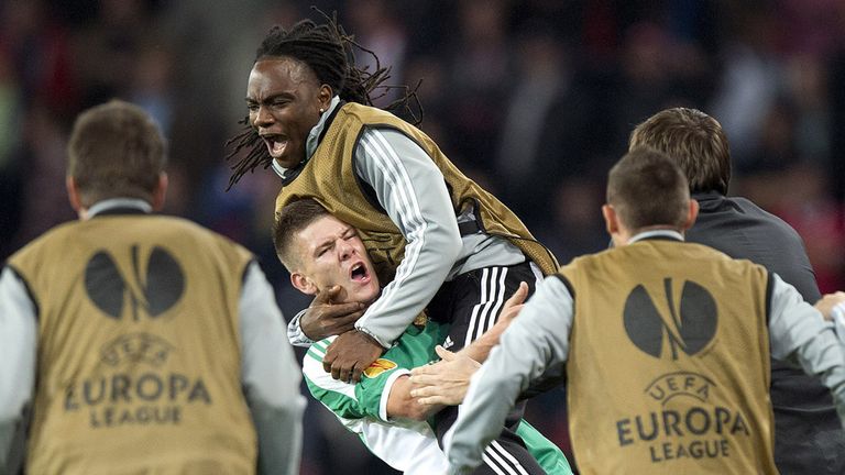 Roman Bezjak celebrates his side's away win