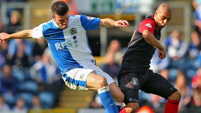 James Vaughan (R) drew a blank against Grant Hanley and Blackburn