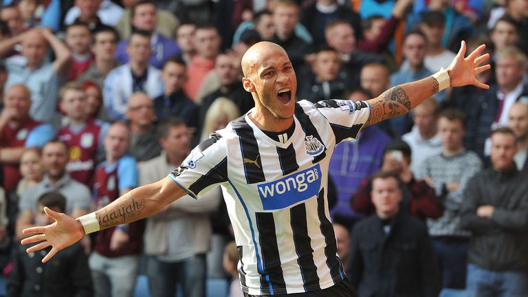 Yoan Gouffran: Celebrates Newcastle's winner at Villa Park