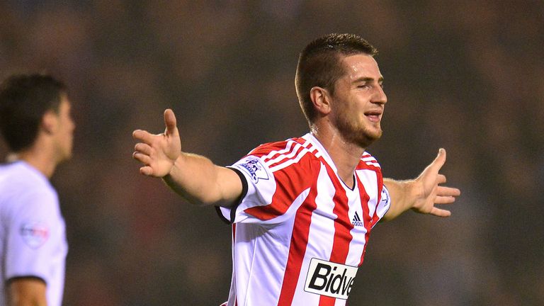 Valentin Roberge celebrates Sunderland's second of the night against Peterborough