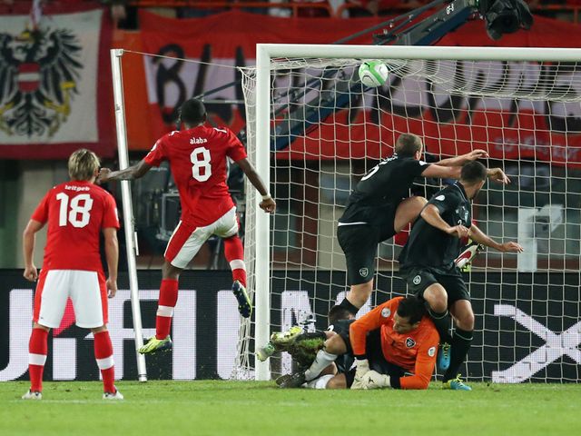 David Alaba scores the winning goal for Austria