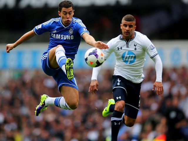 Eden Hazard takes on Kyle Walker