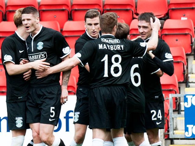Hibernian celebrate against St Johnstone