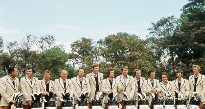Maurice (third from the left) and the 1973 GB & Ireland Ryder Cup team