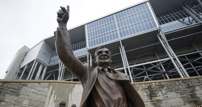The statue of Joe Paterno at Penn State is now gone