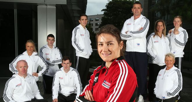 Katie (centre) with Mark, Camilla, Craig, Michael McKillop, Michael Conlan, Alan, Alison, Eilish and Natalya