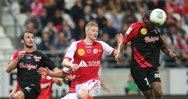 Younousse Sankhare wins a header.