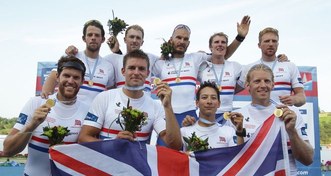 Golden Joy: Britain's Men's eight celebrate after winning the gold medal