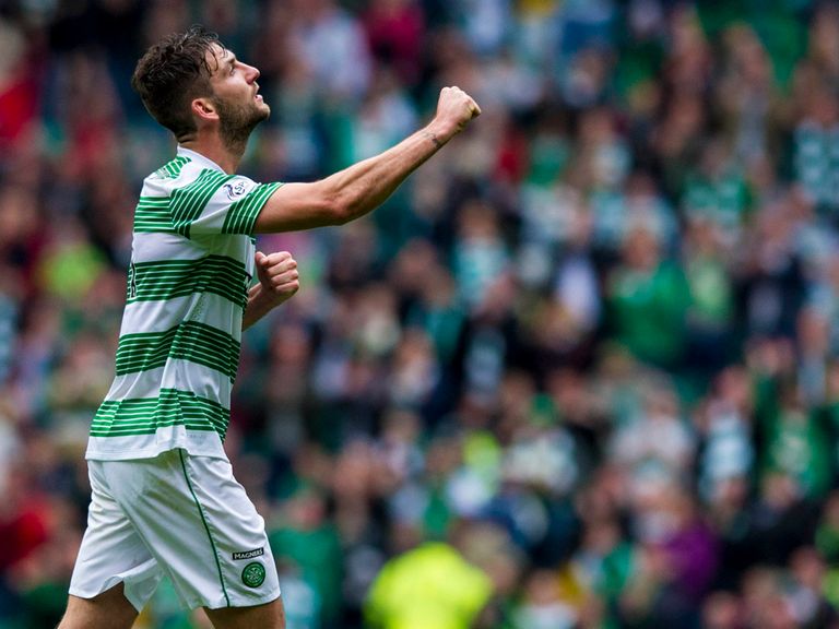 Charlie Mulgrew celebrates in Celtic's win against St Johnstone.