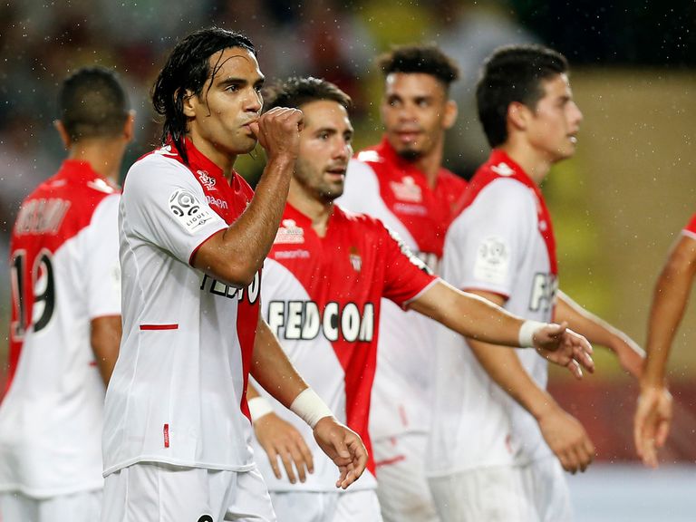Falcao and Monaco celebrate.
