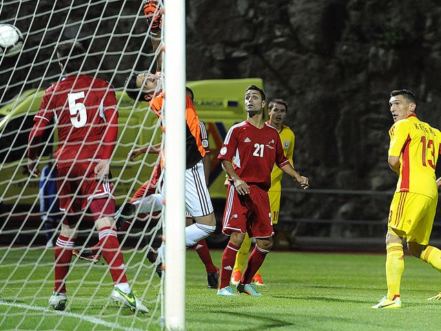 Claudiu Keseru: Nets the opener for Romania