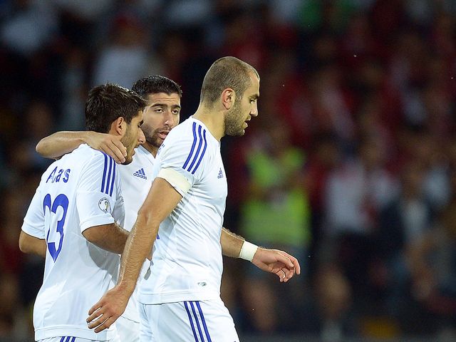 Armenia celebrate their surprise opening goal
