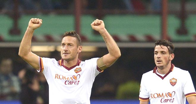 Francesco Totti celebrates for Roma