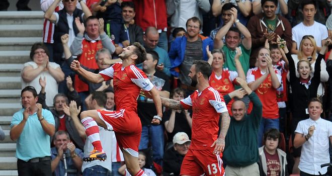 Adam Lallana: Celebrates goal for Southampton