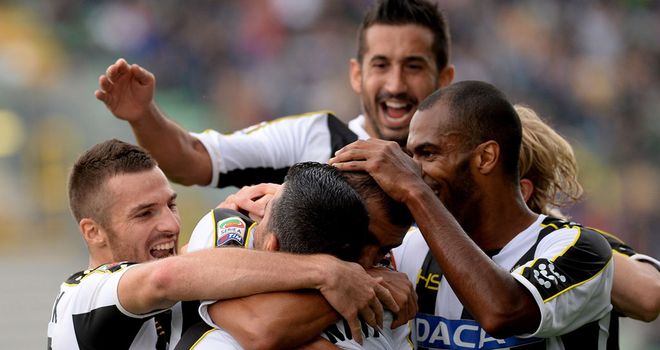 Udinese celebrate against Cagliari
