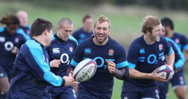 Chris Robshaw: England skipper enjoys a joke during training