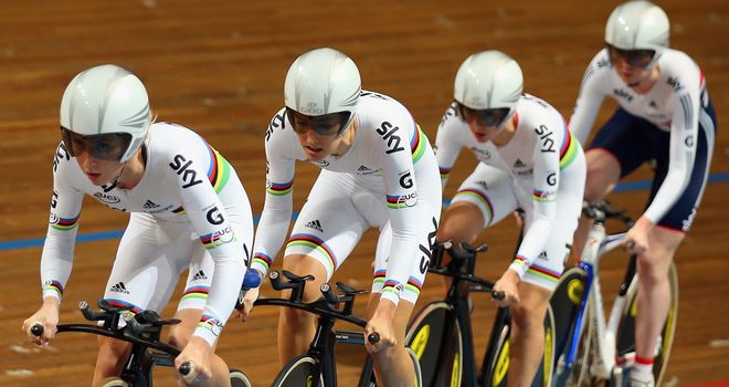Britain's women's team pursuit quartet won European gold in world-record time